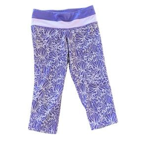Girls Champion Leggings, Purple, Floral, Size 6/6X